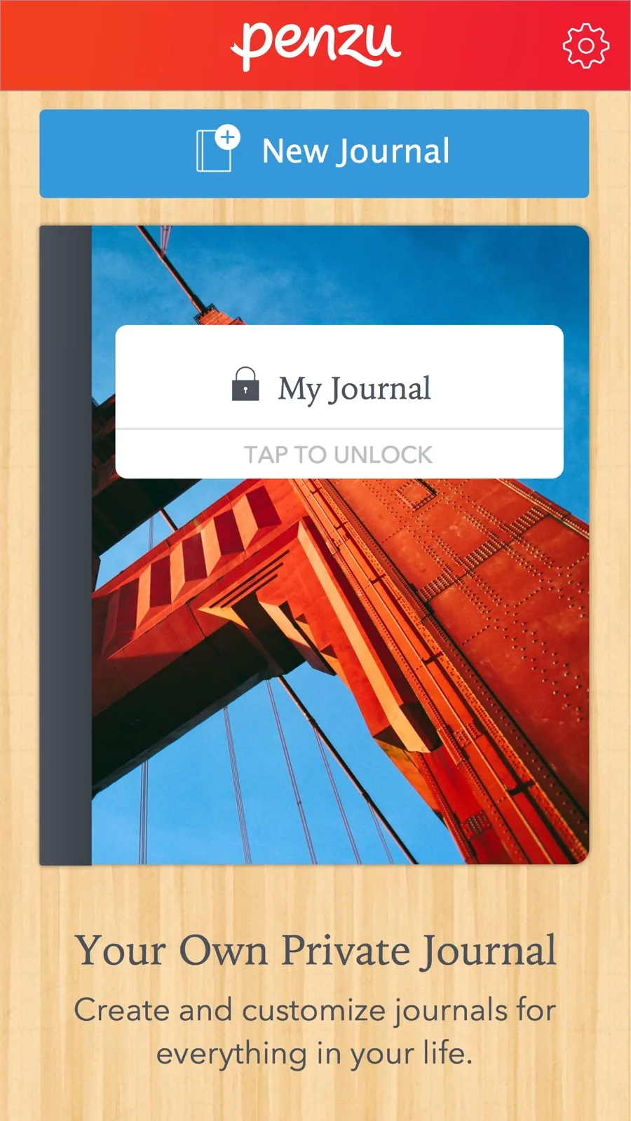 Estantería de diarios de Penzu con una portada titulada Mi diario y un icono de candado
